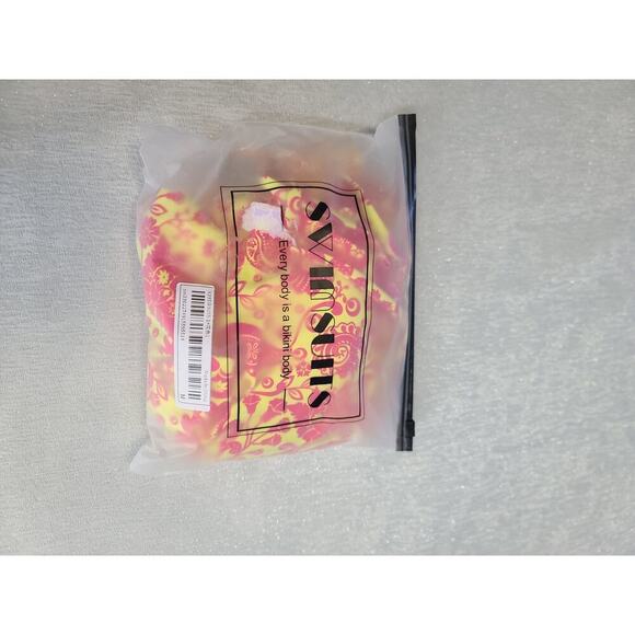 Pink & butter Yellow paisley boho one piece swimsuit Size Med Beachy Resort Wear - Picture 5 of 9